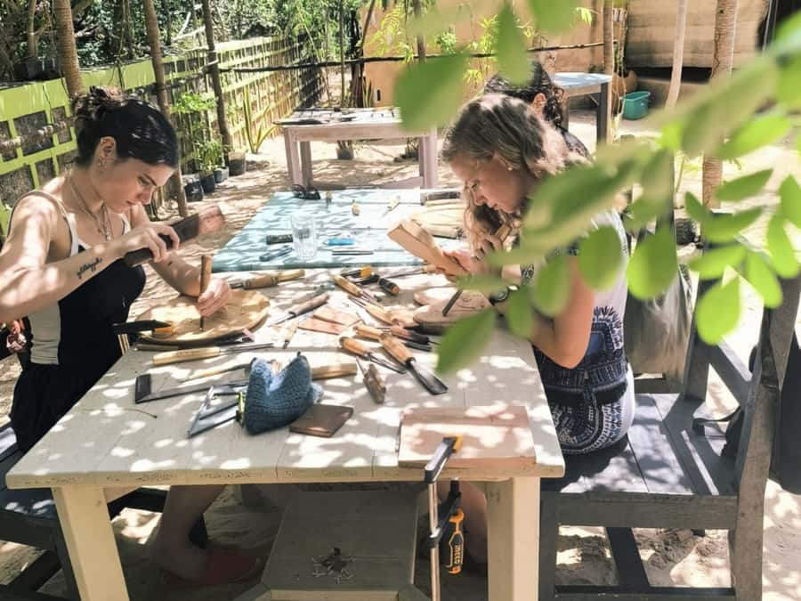 Beginner Swahili Woodcarving Classes with Woman Woodcarver - Learning traditional Swahili carving techniques